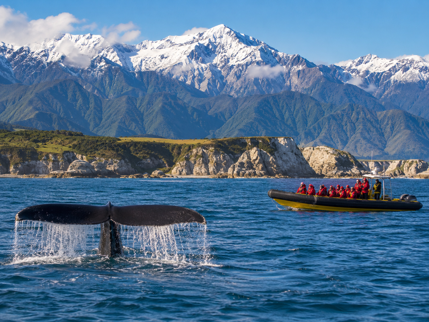 Kaikōura coastline with mountains