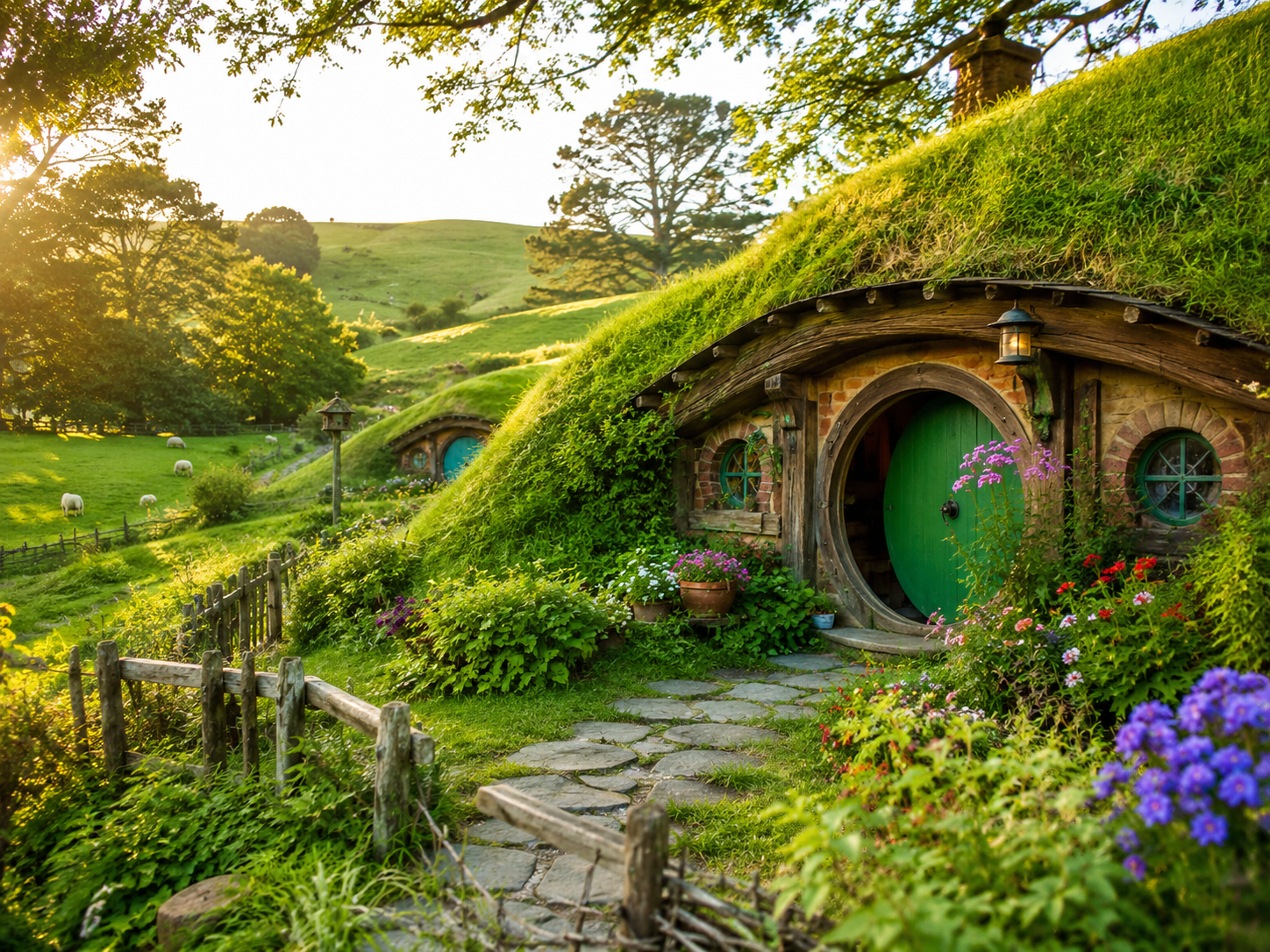 Matamata Hobbiton green hills