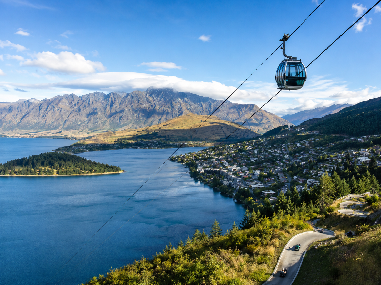 Queenstown lake and mountain resort scenery