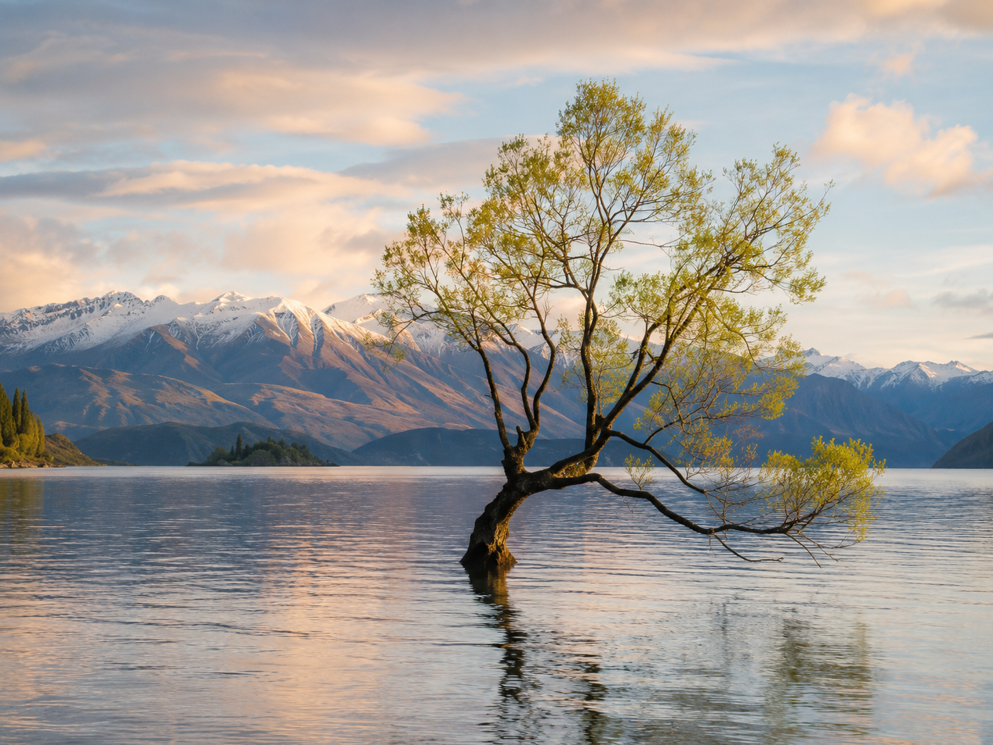 Wanaka lake and mountain landscape